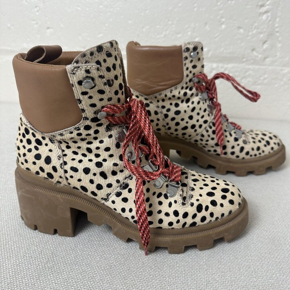 Anthropologie Dolce Vida 'Whitney' Lace Up Animal Print Boots, Size 6.5 Womens